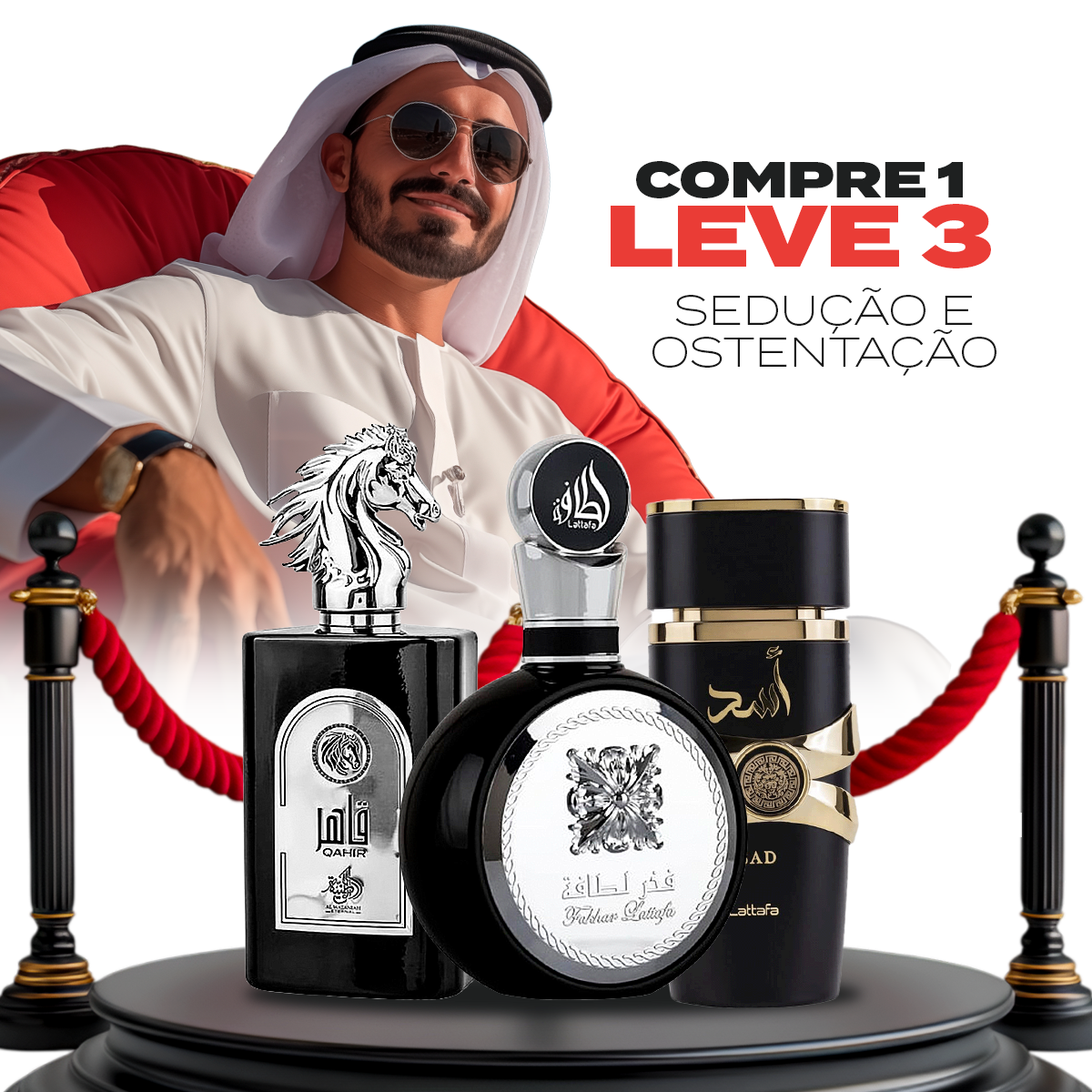 Promoção Compre 1 leve 3 - Lattafa Fakhar, AL WATANIAH EQAAB e Assad Lattafa - Oferta Relâmpago- 100ml cada